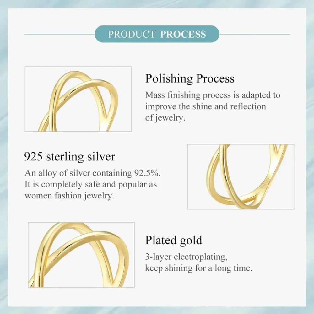 Breathtaking 14K Gold Plated X Ring - Elegant Minimalist 925 Sterling Silver Cross Ring For Women - Promise Jewelry Scr543 - Image 18
