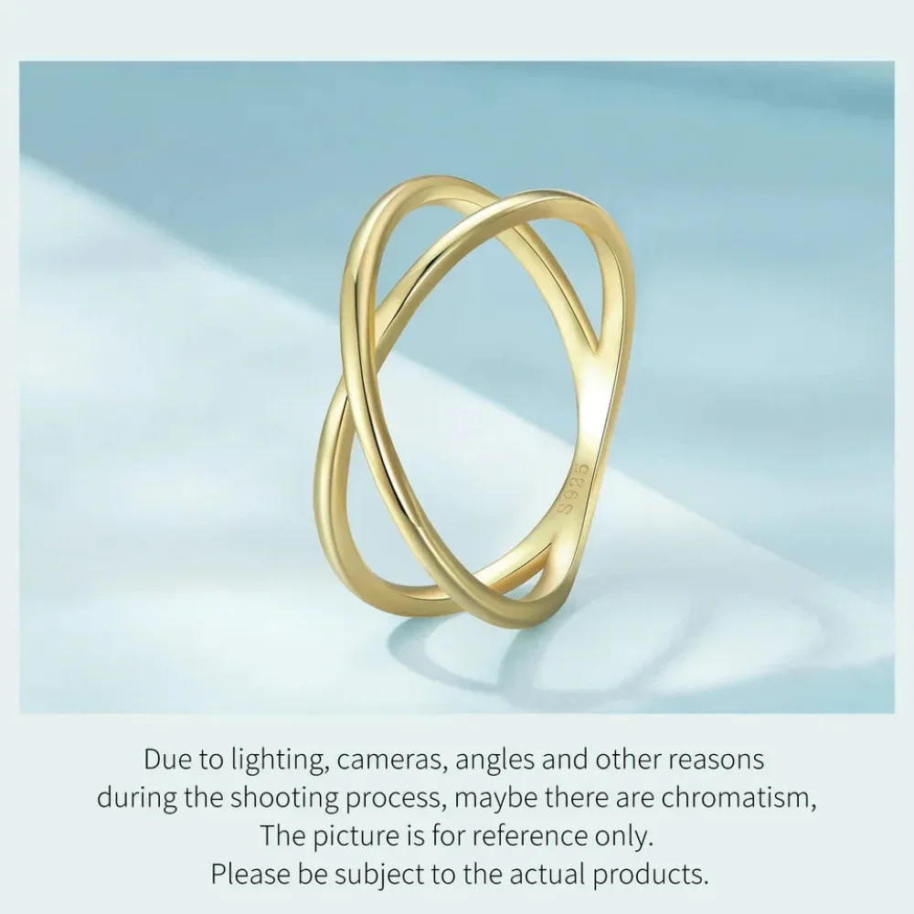 Breathtaking 14K Gold Plated X Ring - Elegant Minimalist 925 Sterling Silver Cross Ring For Women - Promise Jewelry Scr543 - Image 20