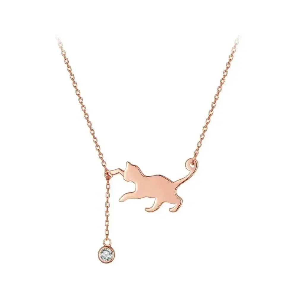 Breathtaking 925 Sterling Silver Cat Necklace | Elegant Pendant Collarbone Jewelry Scn232 In 3 Colors - Image 11