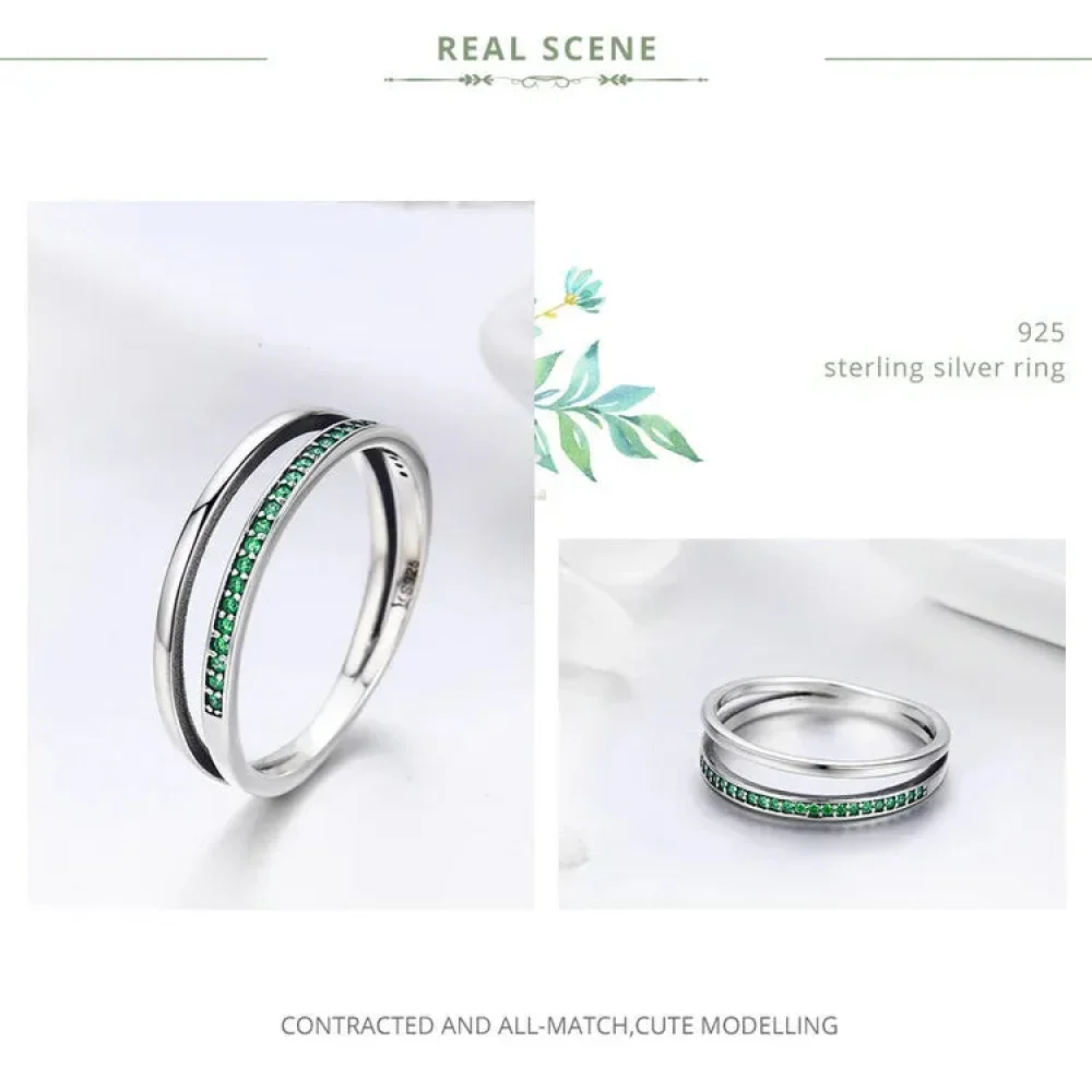 925 Sterling Silver Black & Clear Double Circle CZ Ring - Image 20