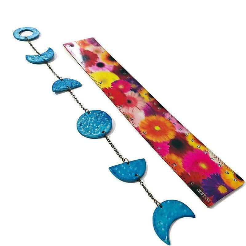Bright Blue Moon Phase Wall Hanging for Nursery - Image 2