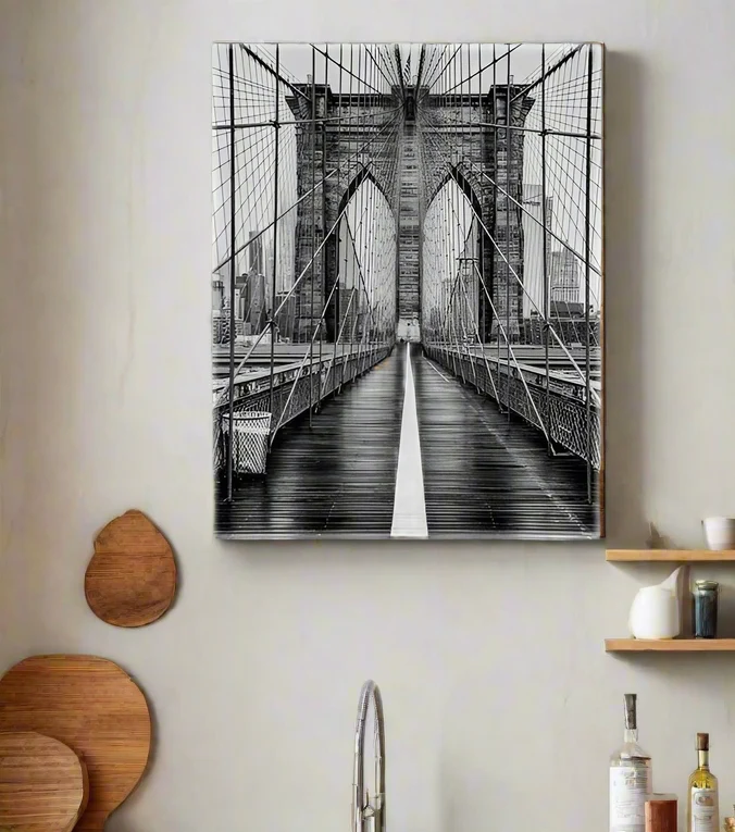 Brooklyn Bridge in Black & White-Skyline Wall art - Image 9