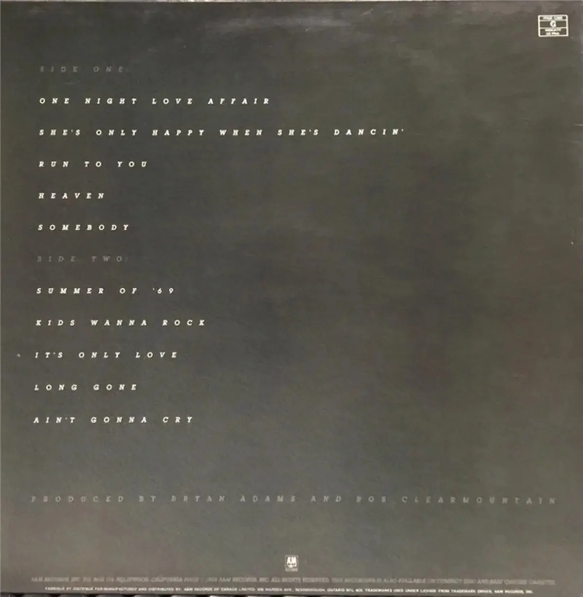Bryan Adams ‎– Reckless - 1984 Original - Image 2
