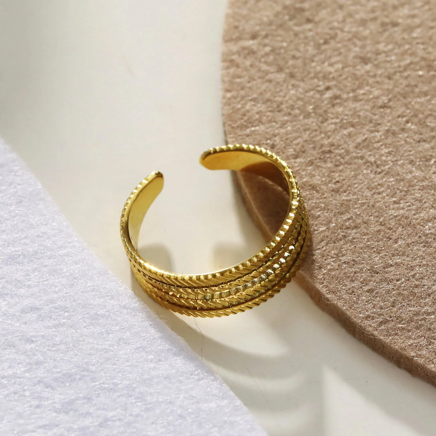 BRYONY: Symmetrical Textured Pre-Stacked Ring - Image 5