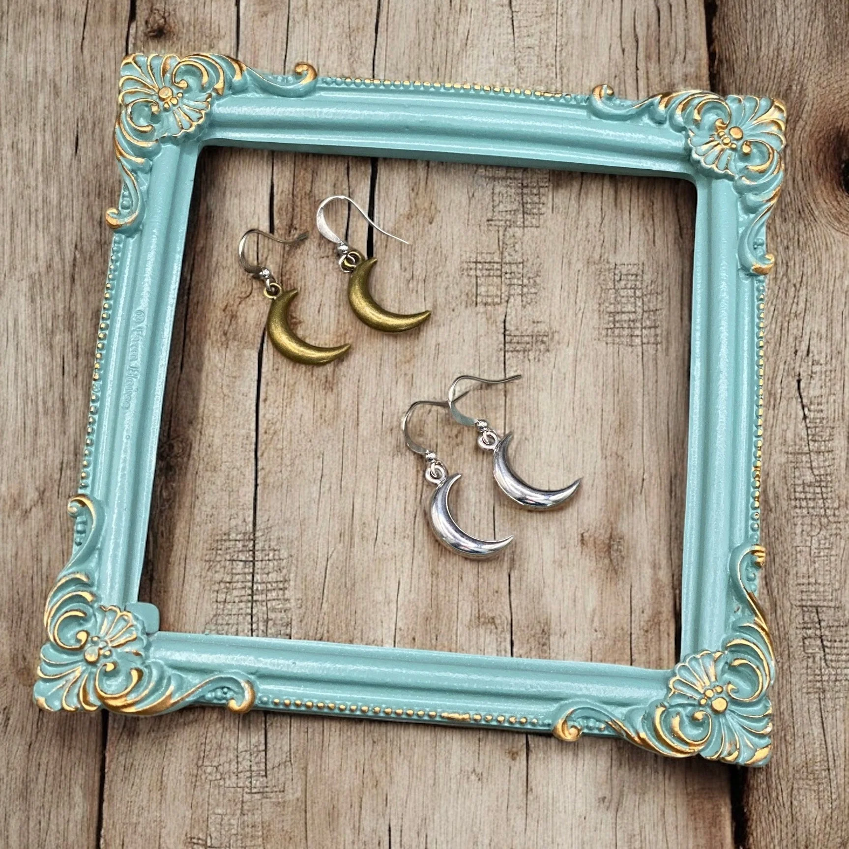 Bubble Moon Earrings - 3D Crescent Shape, Hypoallergenic, Nickel-free - Image 4
