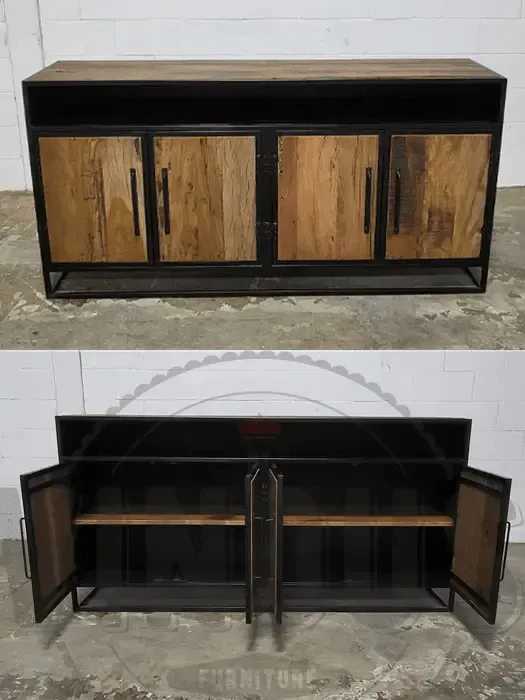 Buffet bois Recyclé sur structure d'acier noir - Image 5