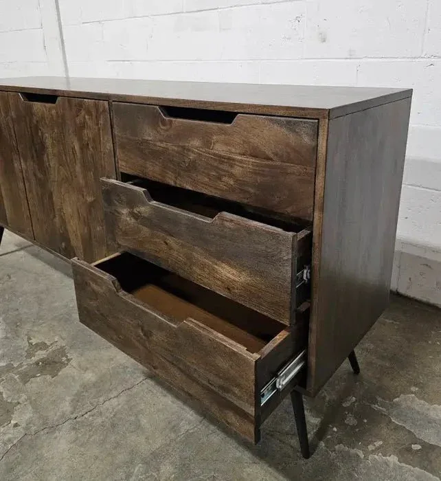 Buffet Scandinave en bois d'acacia brun foncé - Image 7