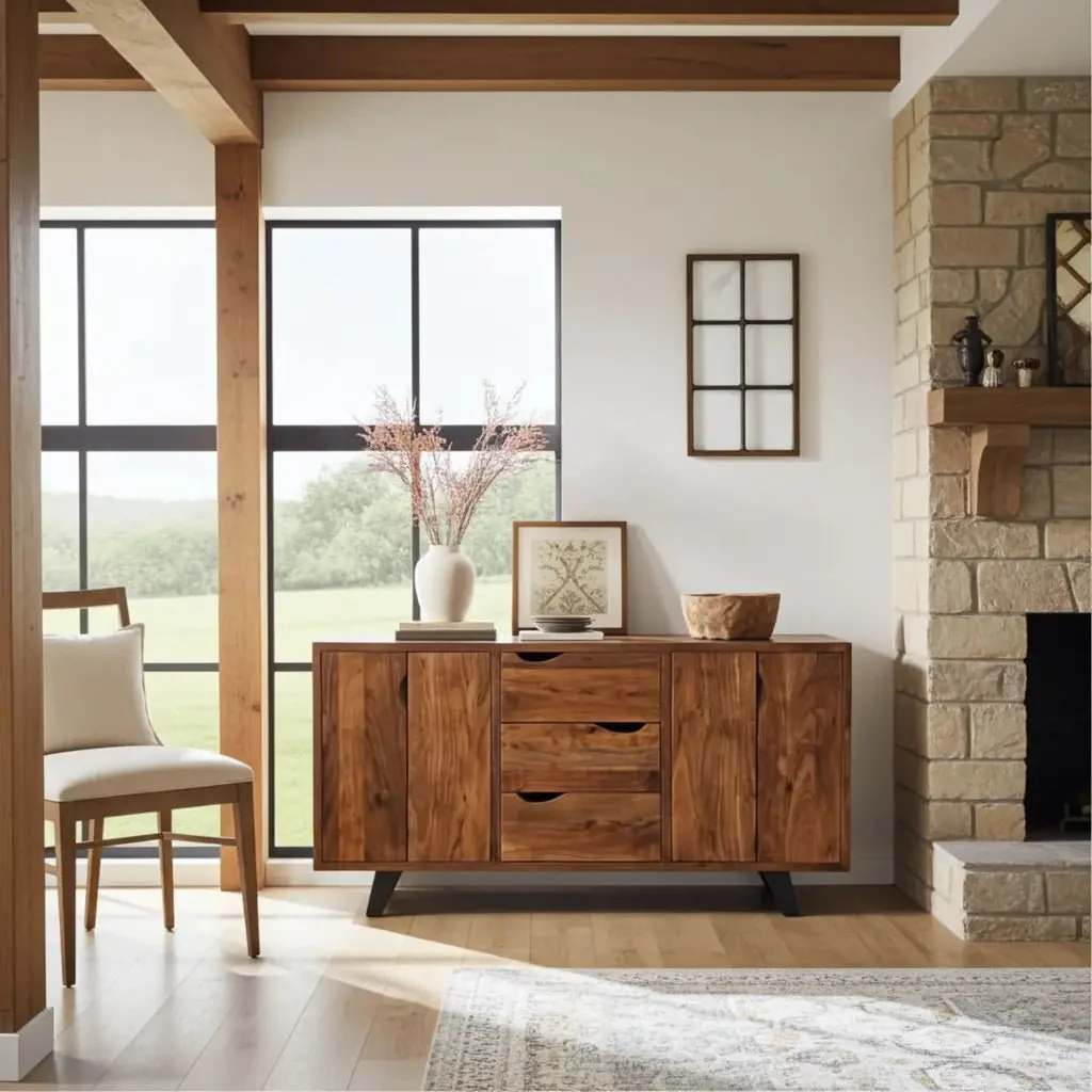 Buffet style Rétro en bois d'Acacia massif - Image 3