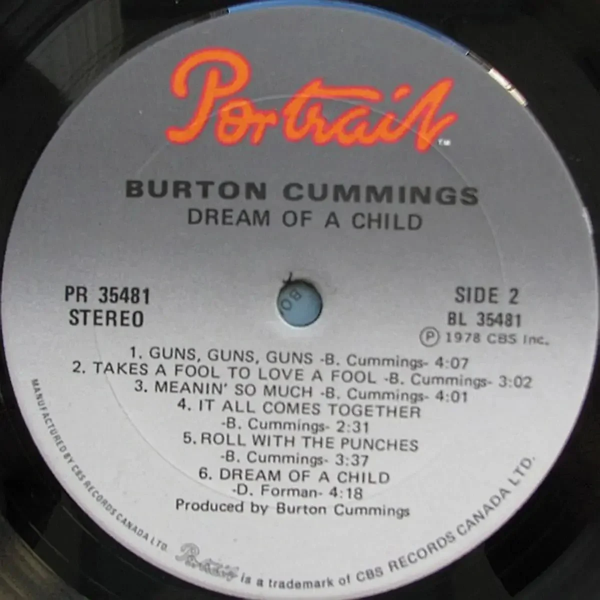 Burton Cummings – Dream Of A Child - 1978 Original - Image 4
