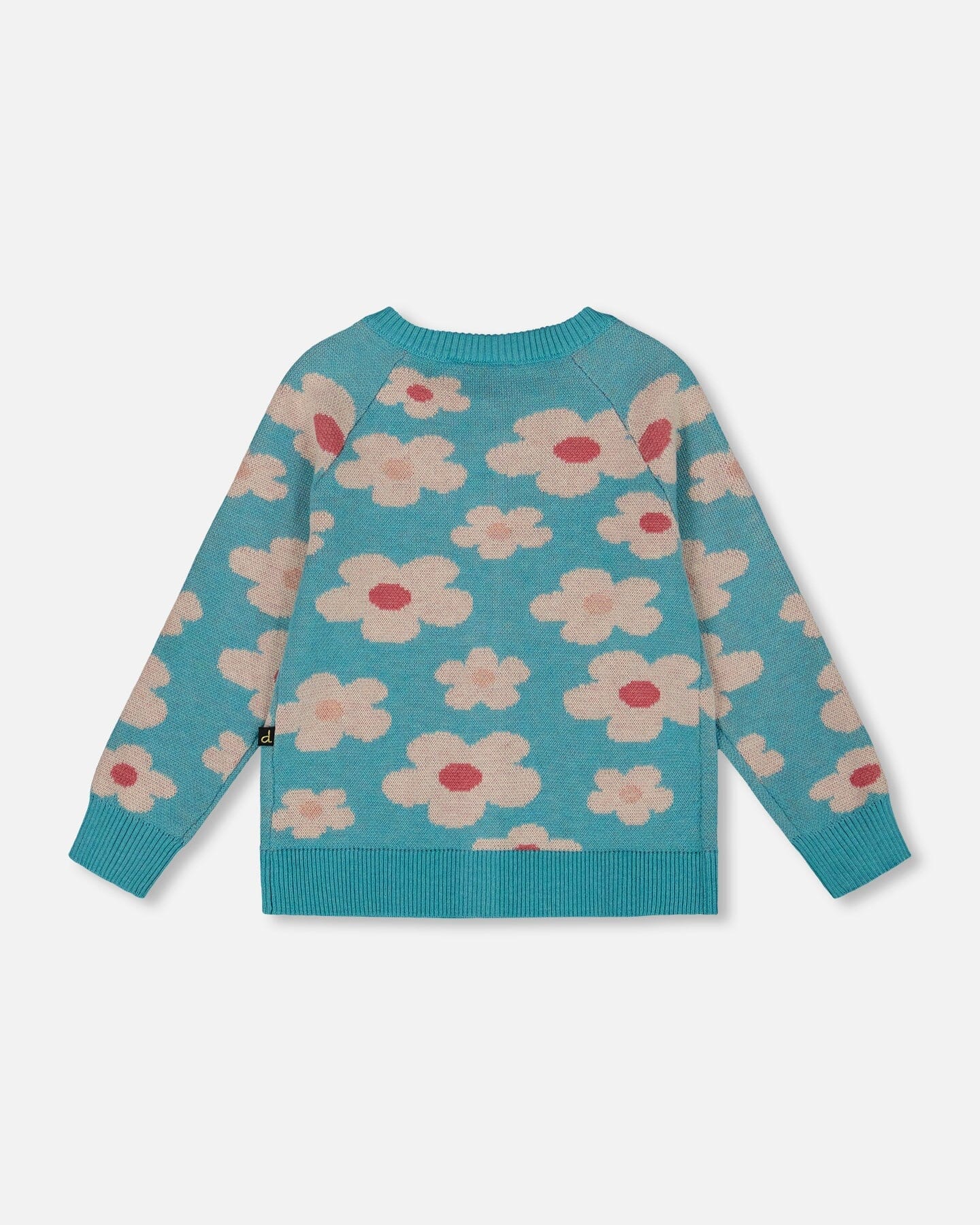Button Front Knitted Cardigan Turquoise Blue - Image 3
