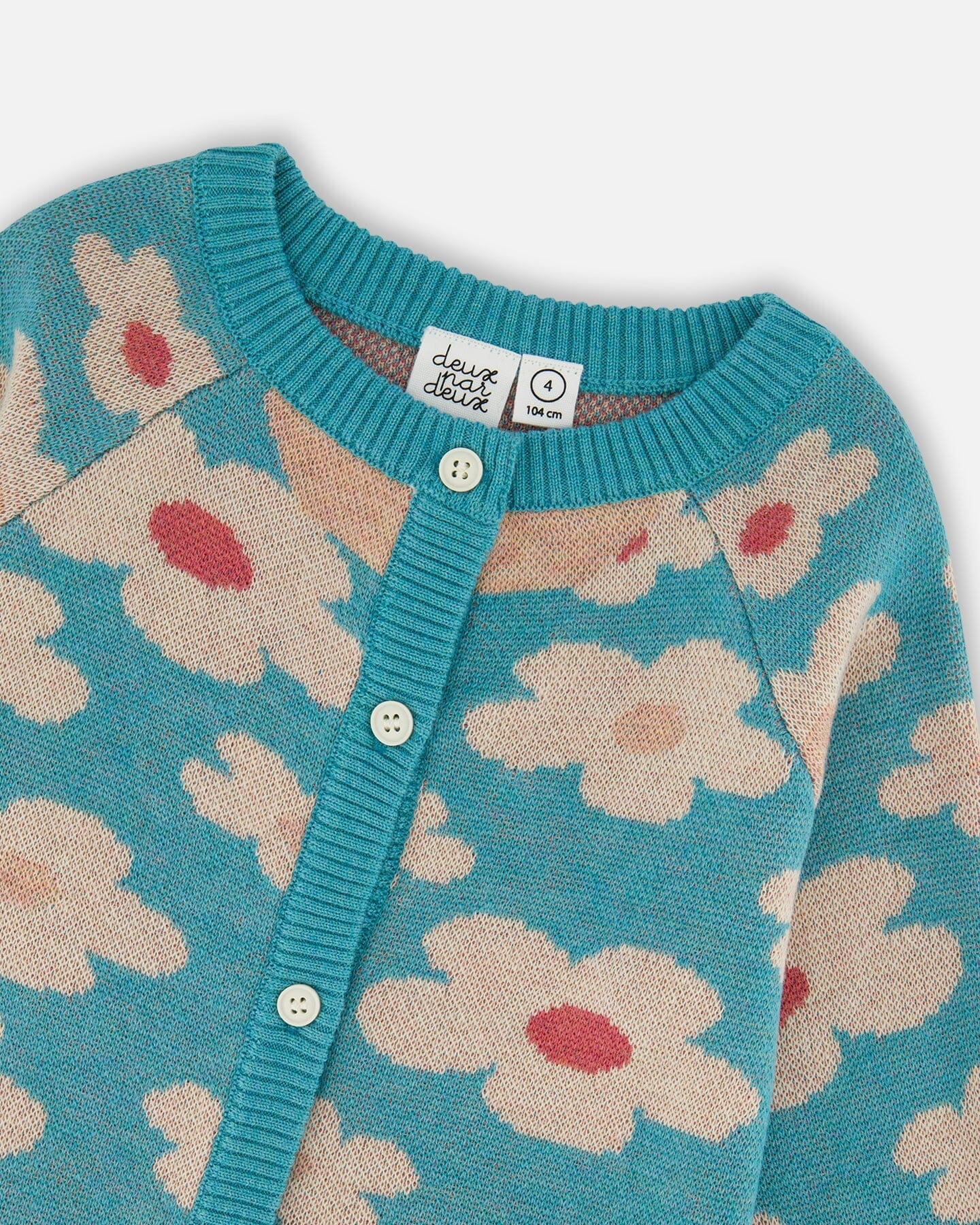 Button Front Knitted Cardigan Turquoise Blue - Image 4