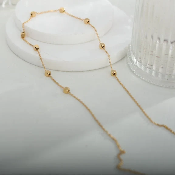 CALLA Square Beads Dainty Gold Chain Necklace - Image 6