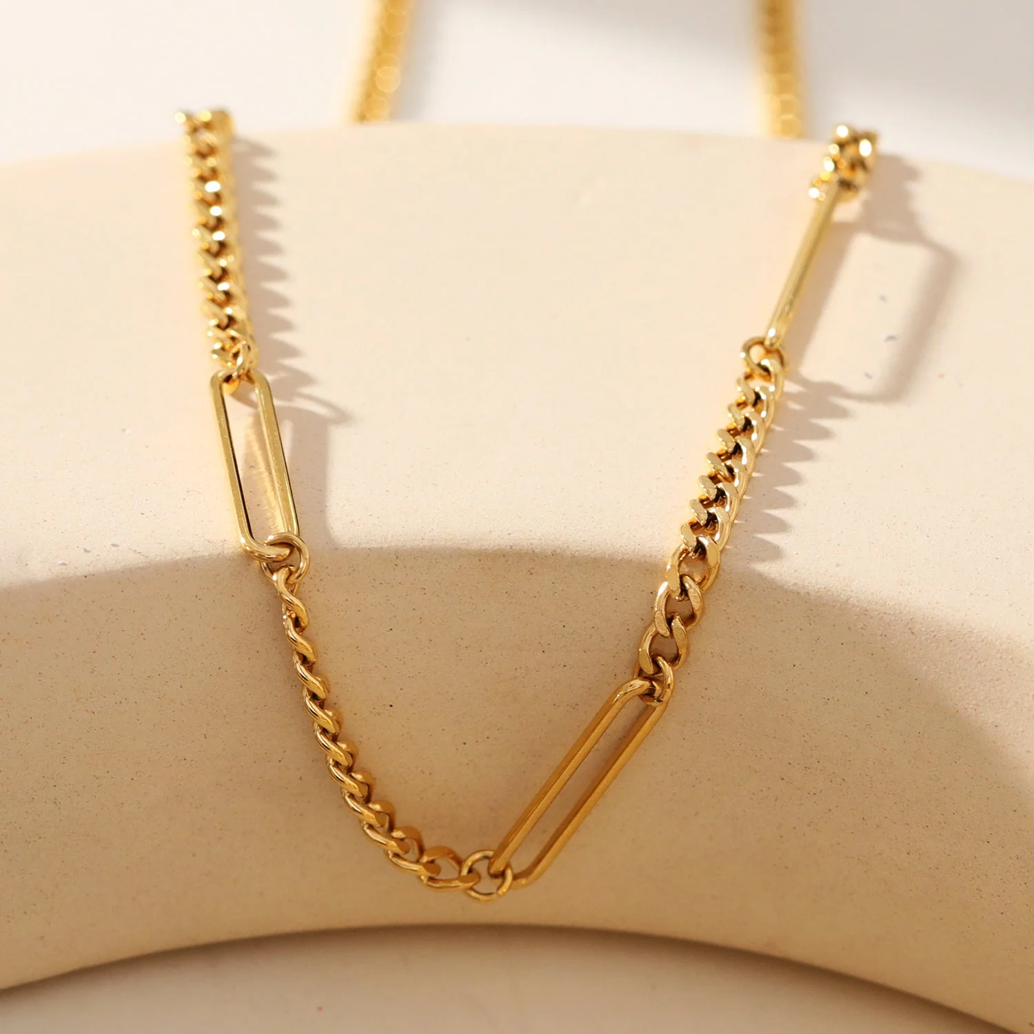 CALYPSO: Paper-Clip & Mini Figaro Chain Necklace - Image 4
