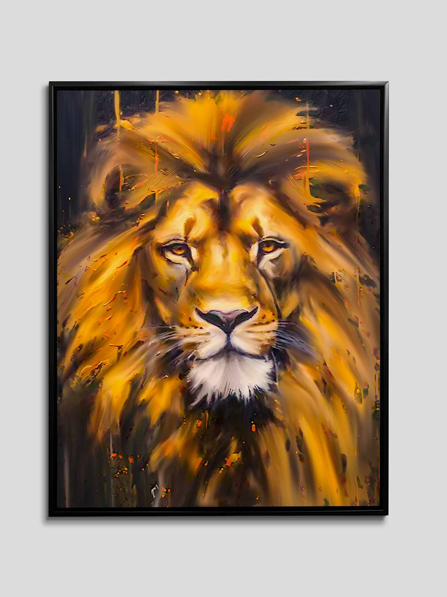Canvas Lion Head - Wildlife Wall Art - Gold  Glitter - Image 4