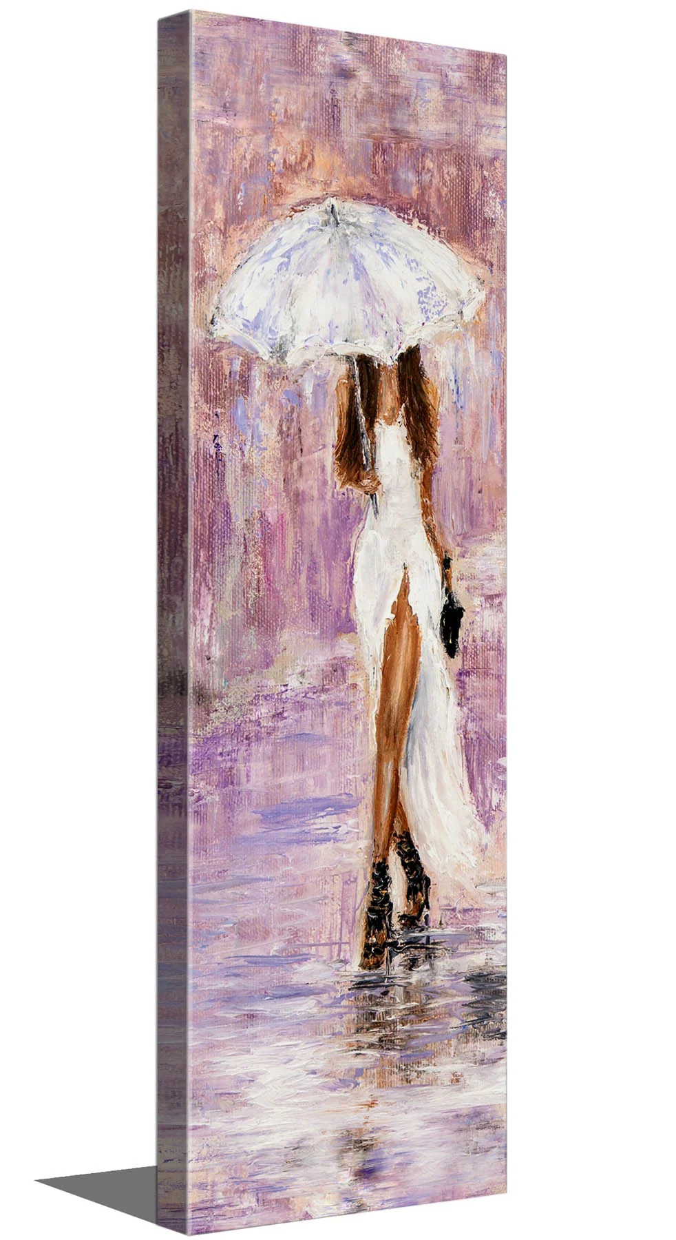 Canvas Wall Art-Lady with umbrella in pink - Image 2