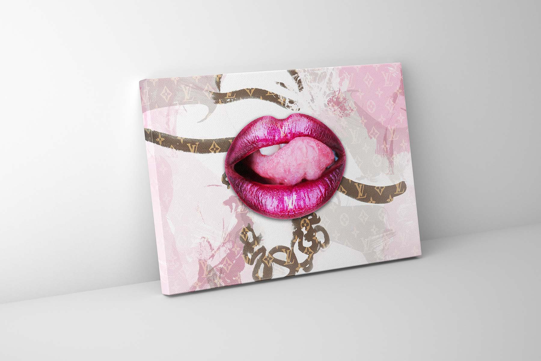 Canvas Wall Art-Pink Lips Overlay-Printed Artwork - Image 2
