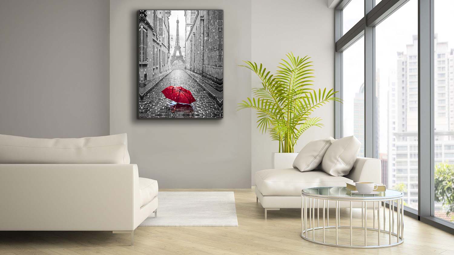 Canvas Wall Art-Red Umbrella Eiffel Tower-Printed Artwork - Image 3