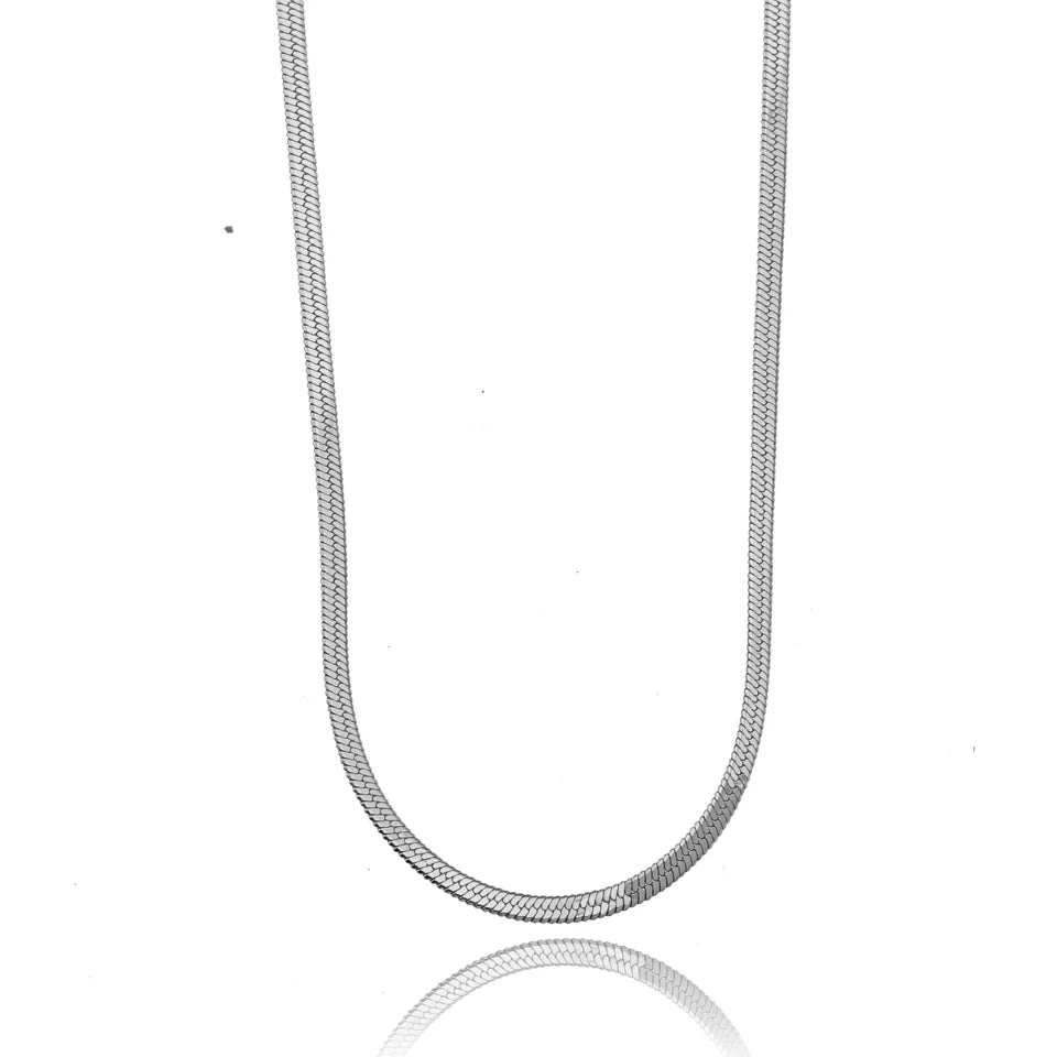 CATANIA: Snake Skin Textured Silver Chain Necklace - Image 3
