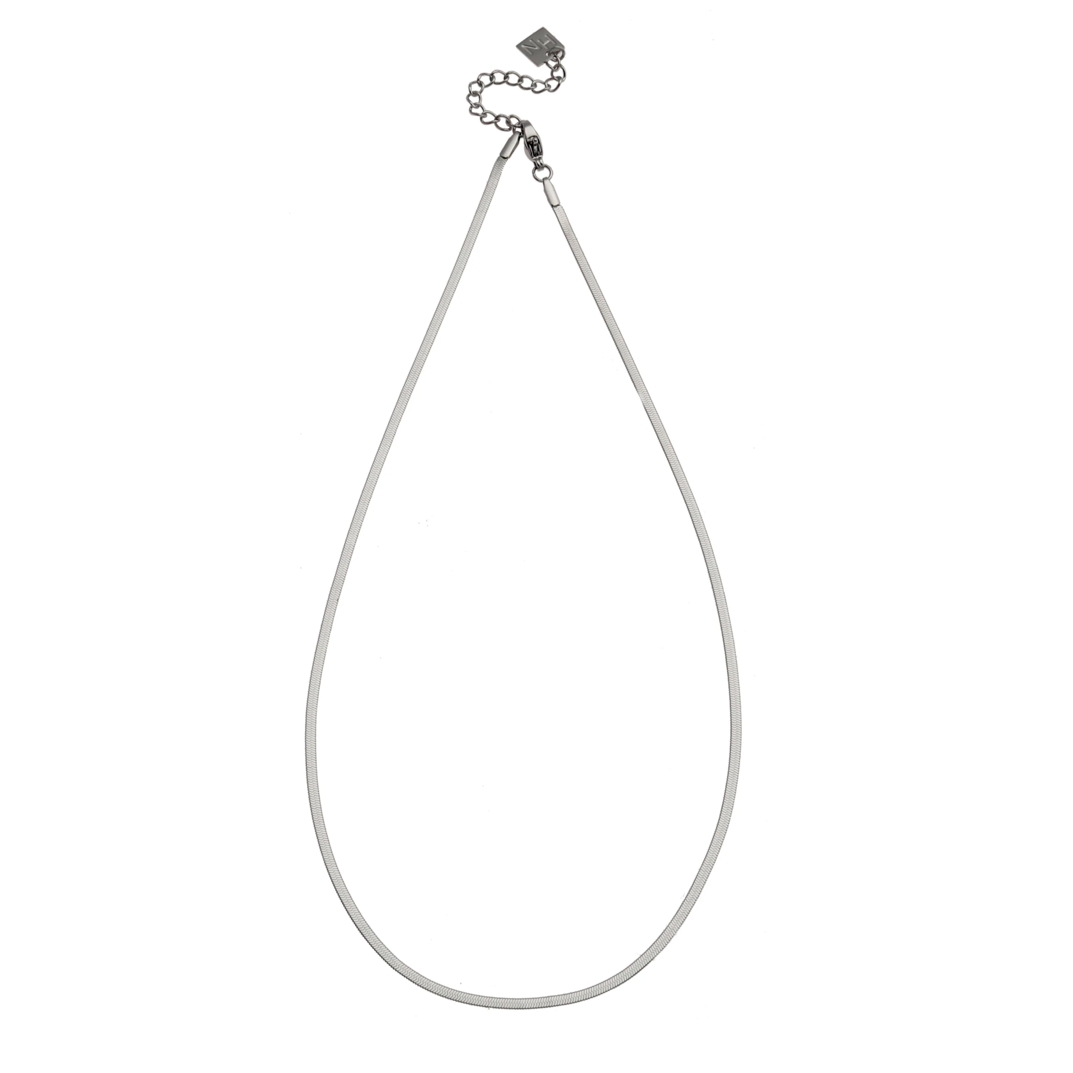 CATANIA: Snake Skin Textured Silver Chain Necklace - Image 9