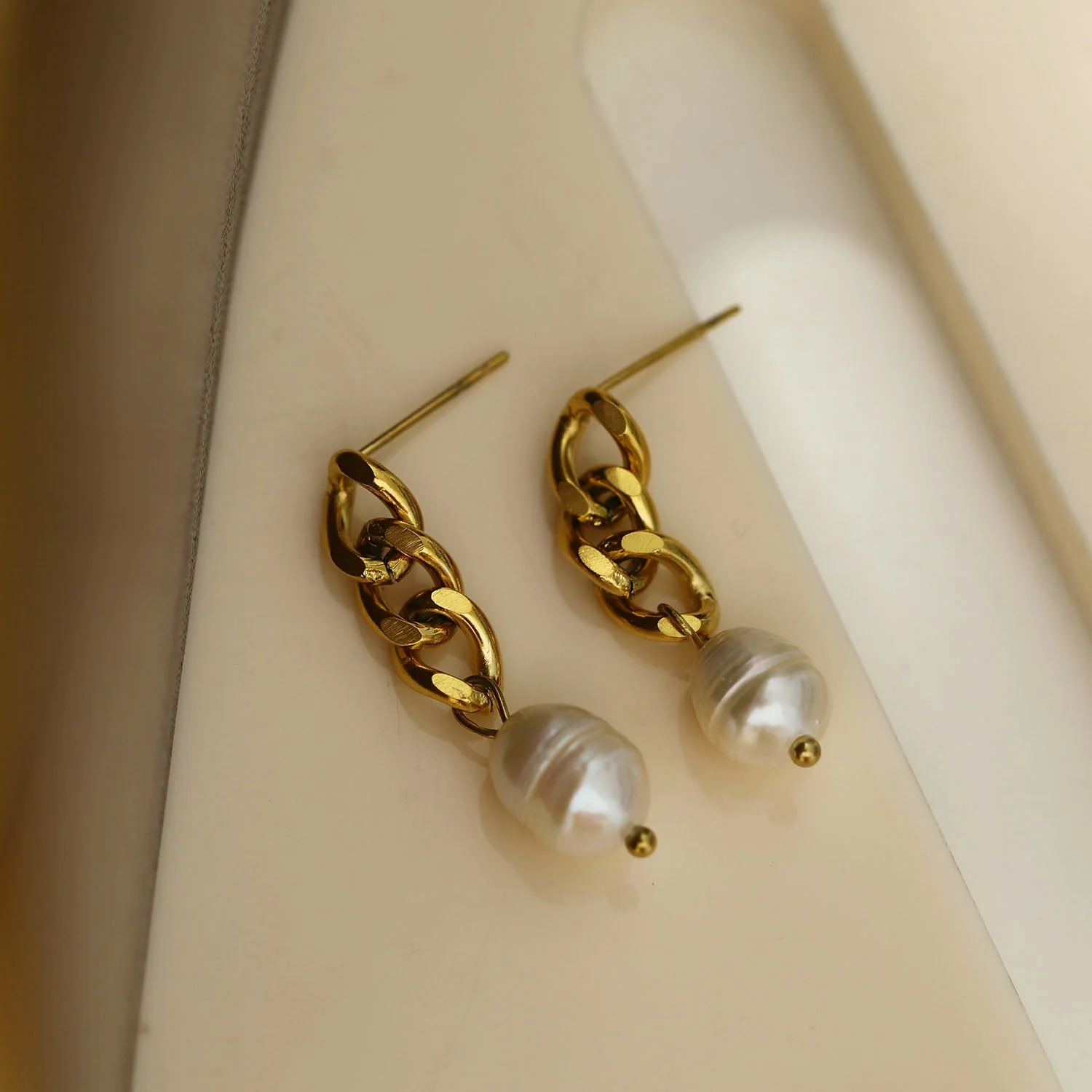 CATH Natural Freshwater Pearl Linked Drop Earrings - Image 7