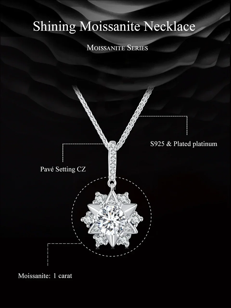 Celestial Sparkle 1ct Moissanite Sterling Silver Star Pendant Necklace - Image 7