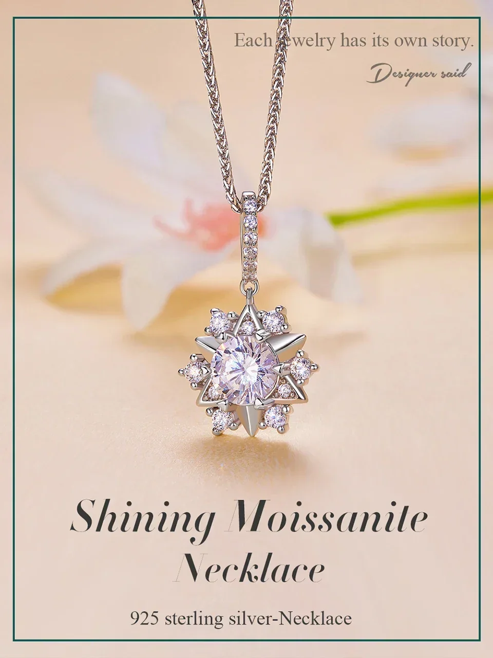 Celestial Sparkle 1ct Moissanite Sterling Silver Star Pendant Necklace - Image 9
