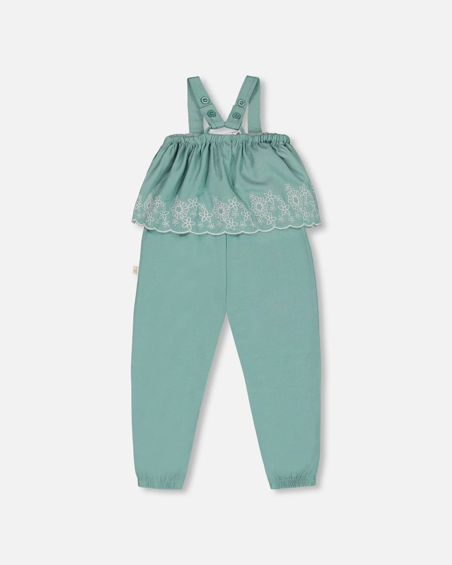 Chambray Jumpsuit With Embroidery Light Blue - Image 6
