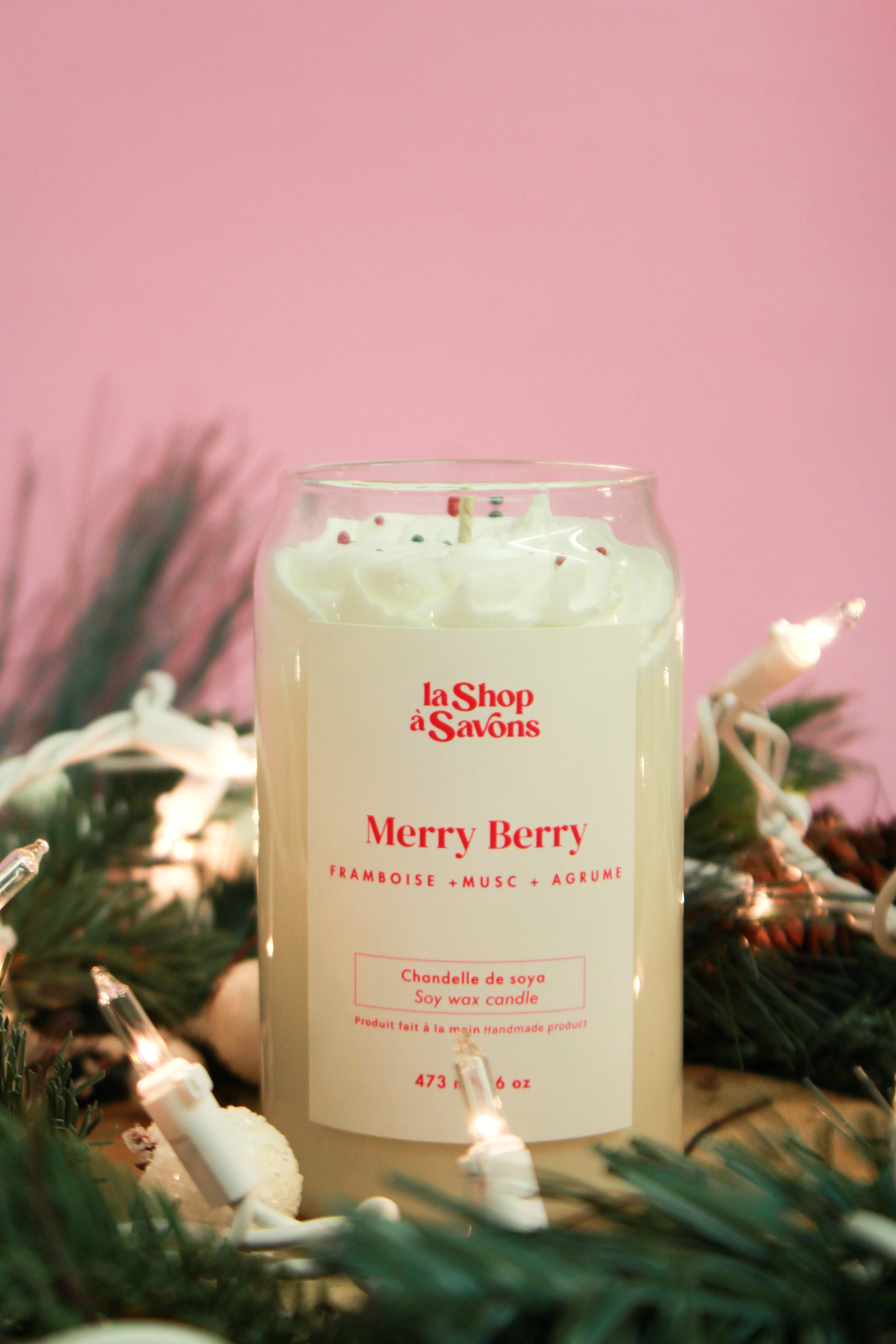 Chandelle de soya 16 oz - Merry Berry - Image 3