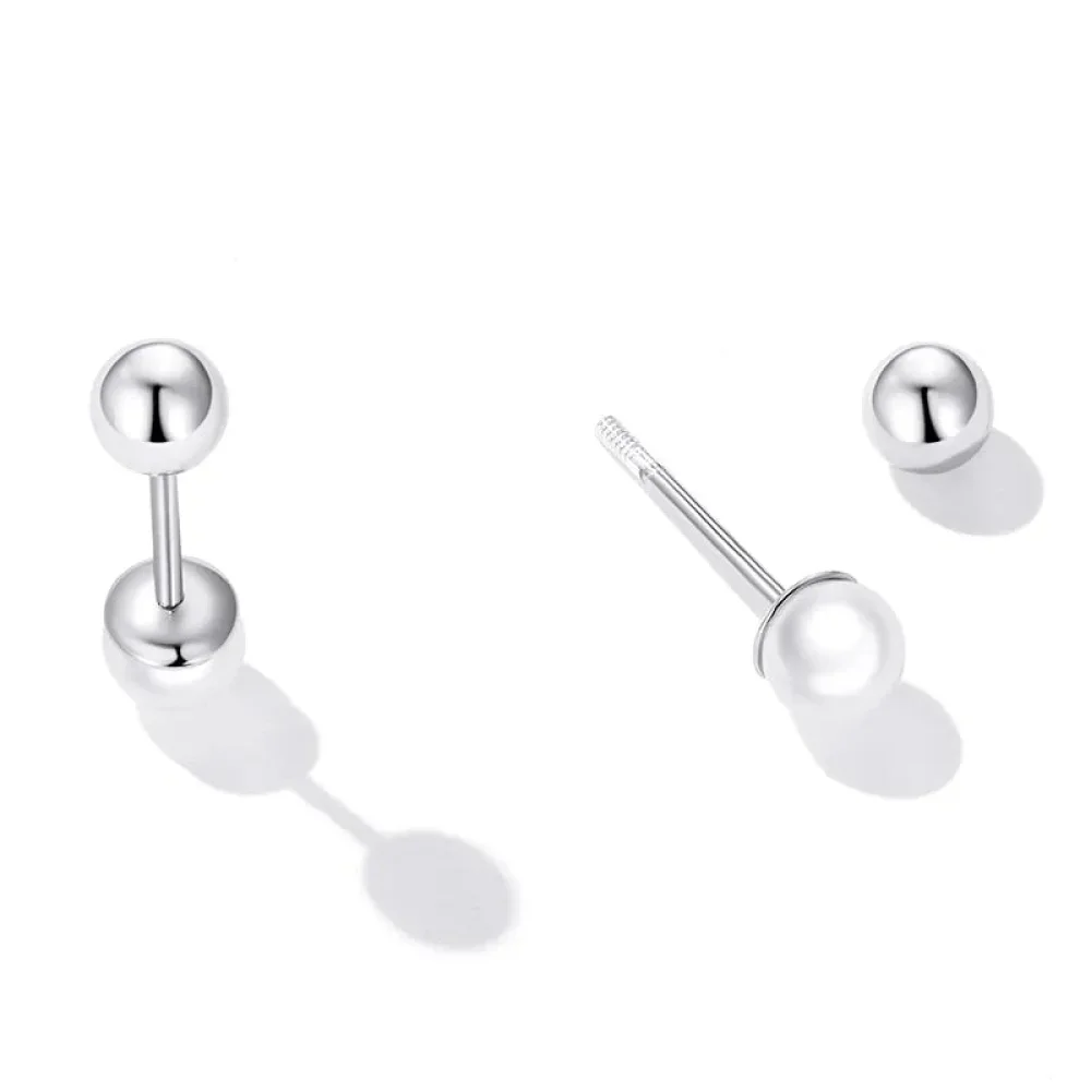Charm And Elegance: 925 Sterling Silver Pearl Beads Screw Stud Earrings - Image 12