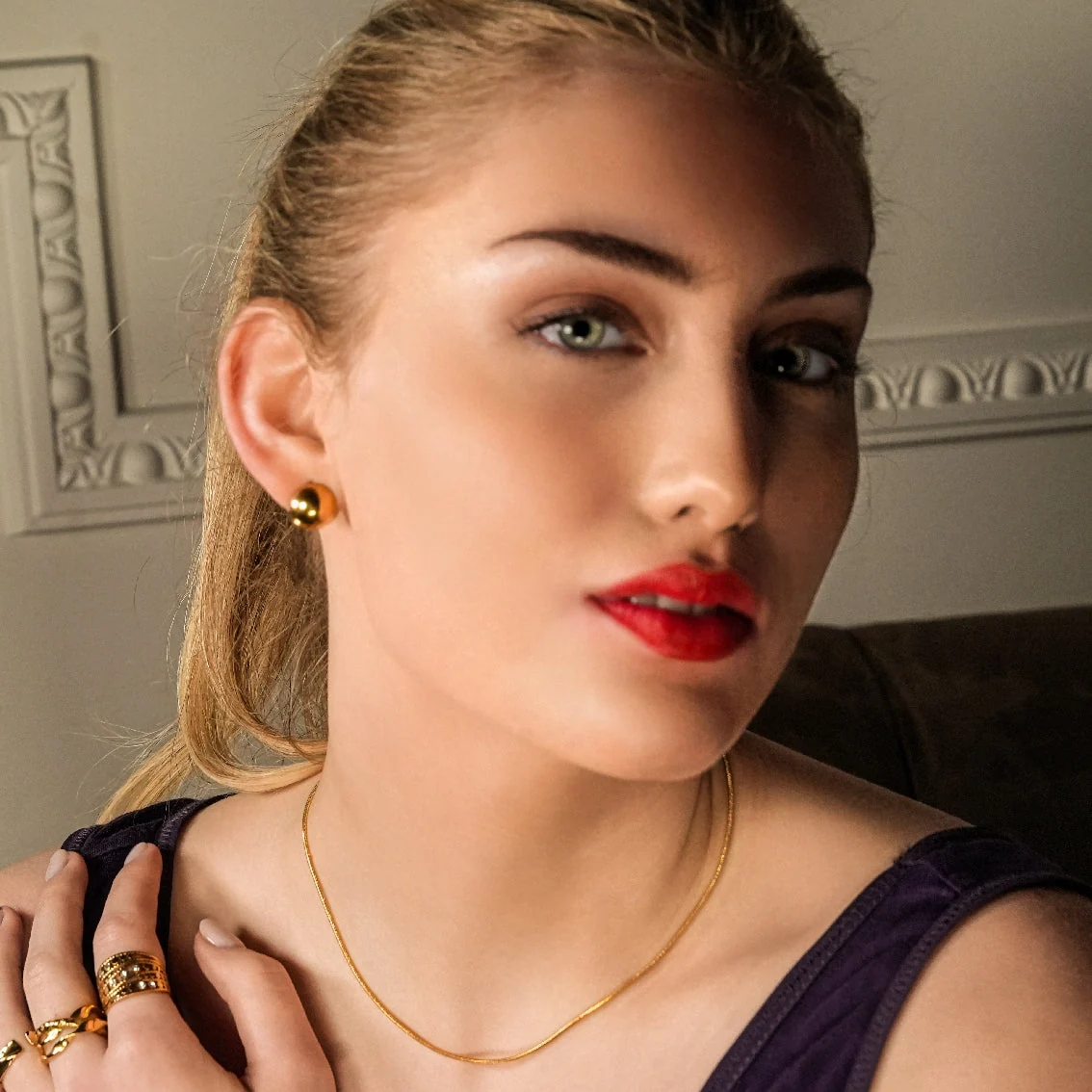 CHASTITY: Dainty Snake Skin Textured Gold Chain Necklace - Image 2