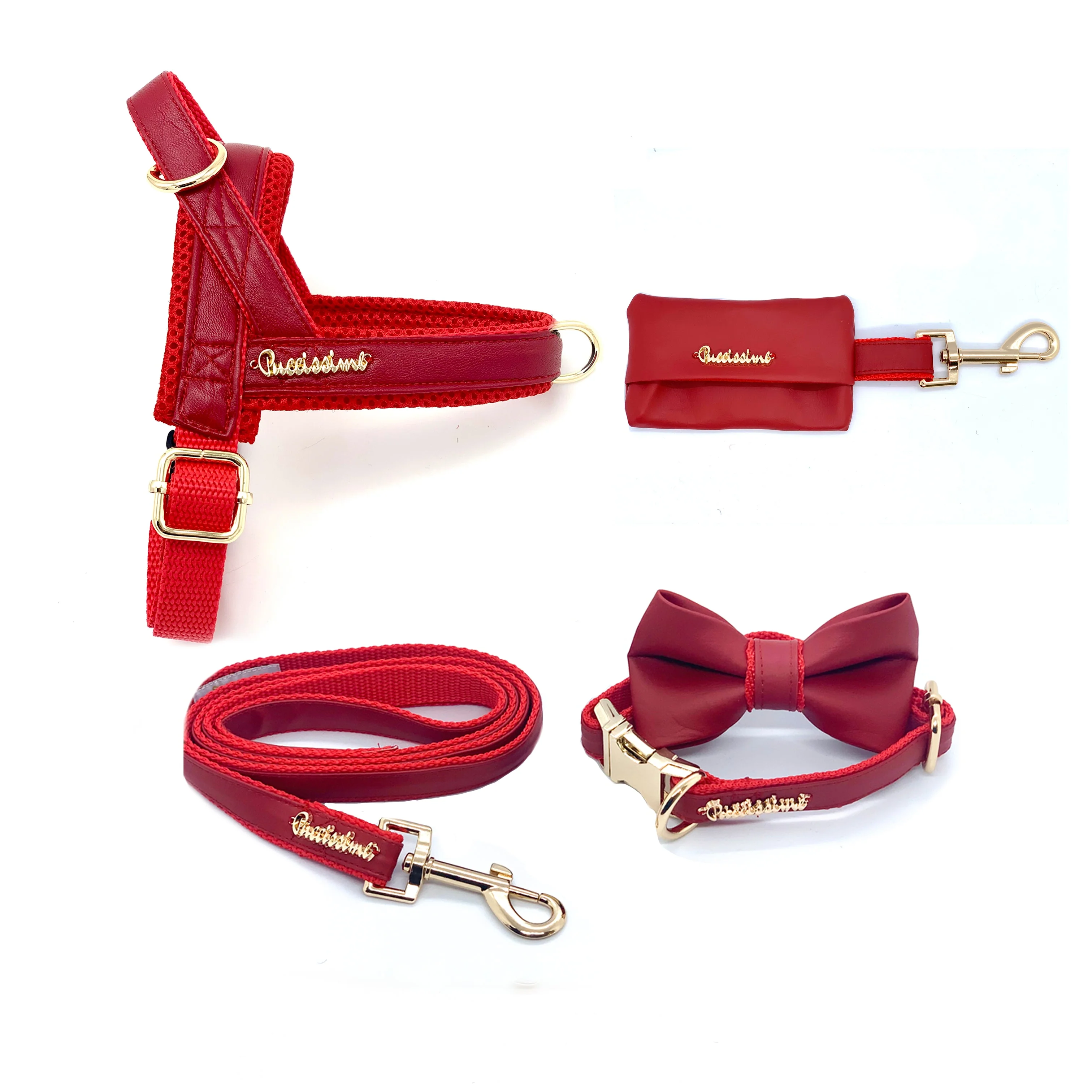 Cherry Red Leather One-Click Dog Harness - Image 3