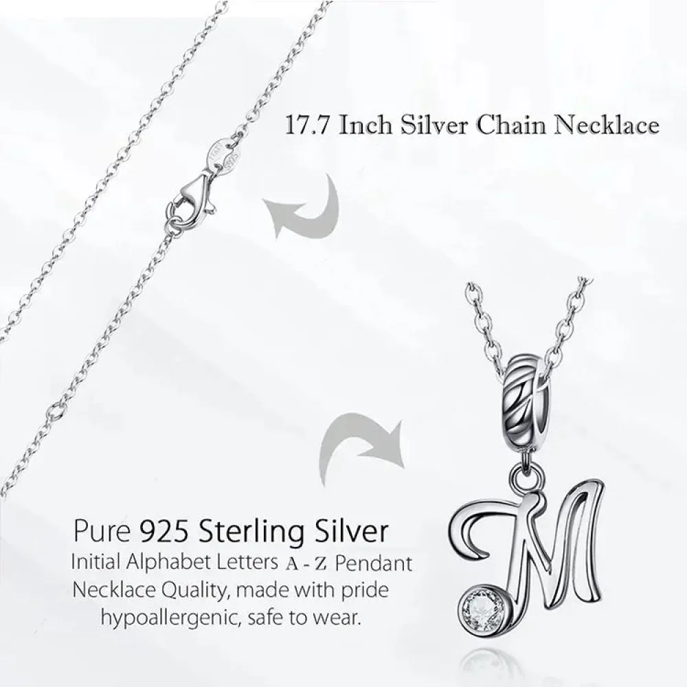 Classic 925 Sterling Silver Initial Necklace - Image 36