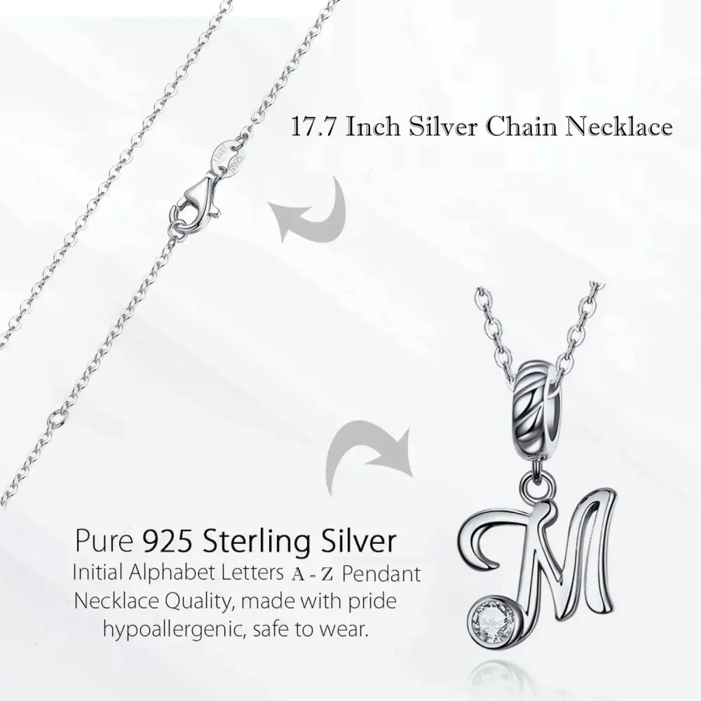 Classic 925 Sterling Silver Initial Necklace - Image 5