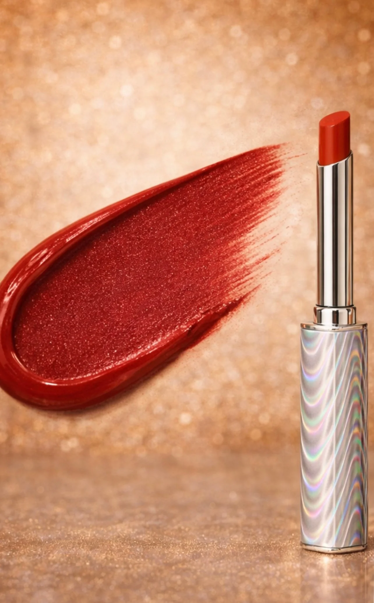 Chic Sleek Silver Red Lipstick - Image 3