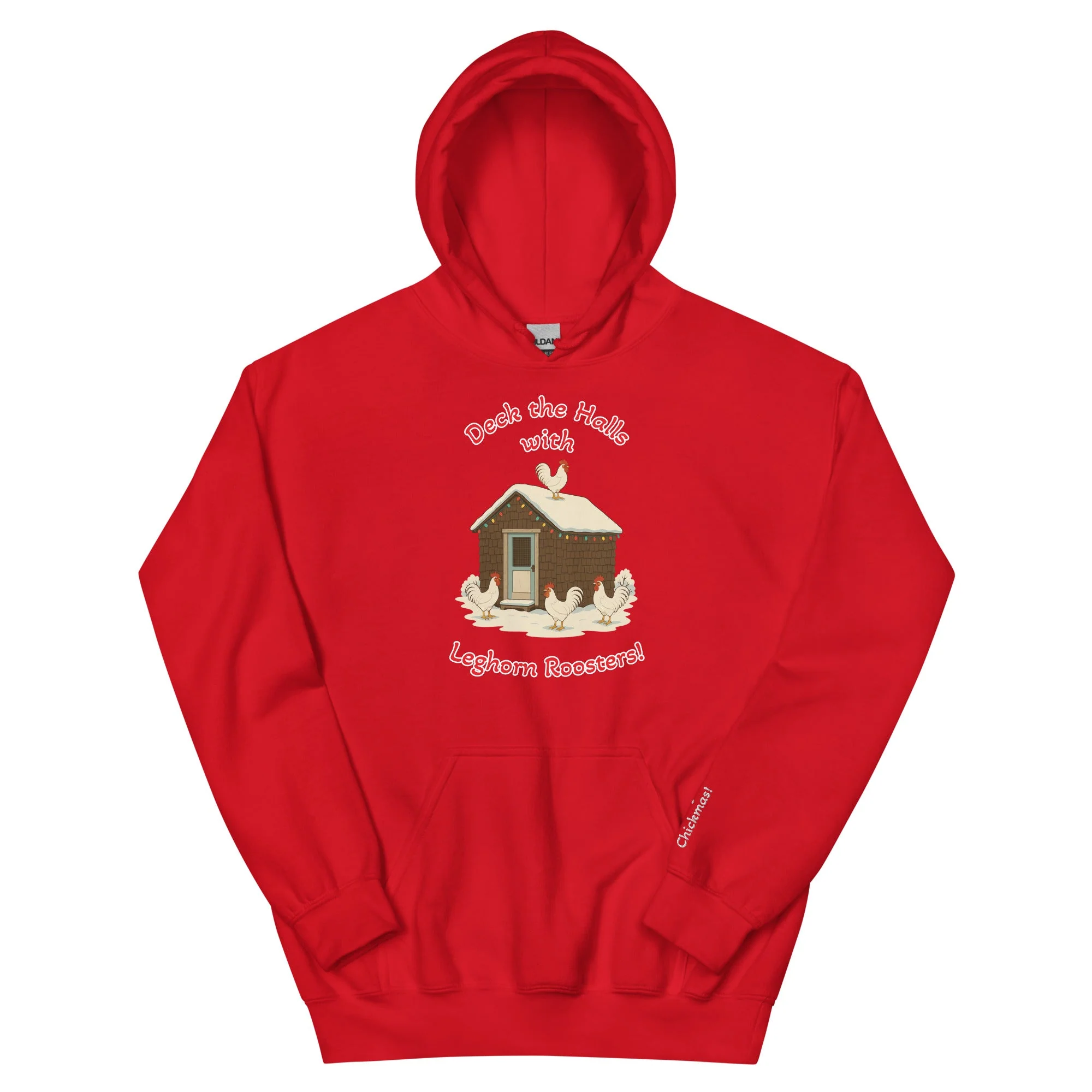 Chickmas Deck the Leghorn (words) Bunny Hug Unisex (hoodie) - Image 2