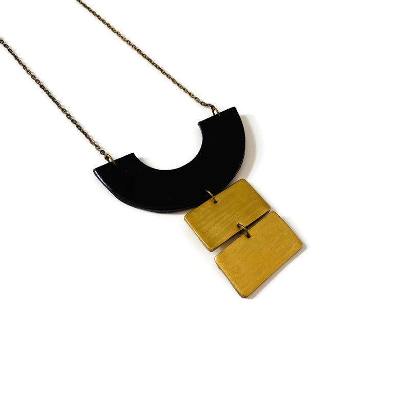 Chunky Geometric Statement Necklace, Post or Clip On Set – Handmade - Image 7