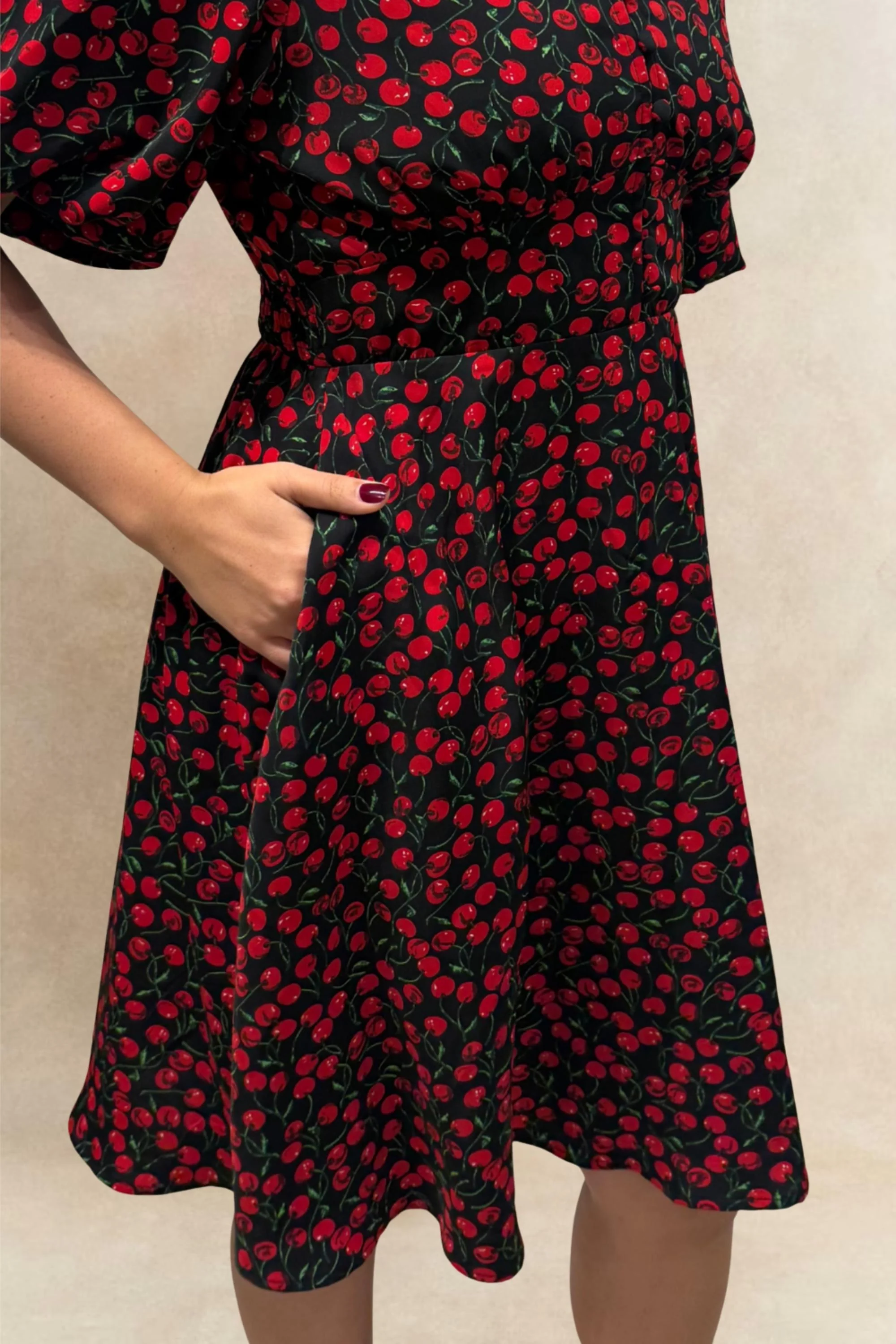 Cindy Cherry Print Fit & Flare Dress - Image 3