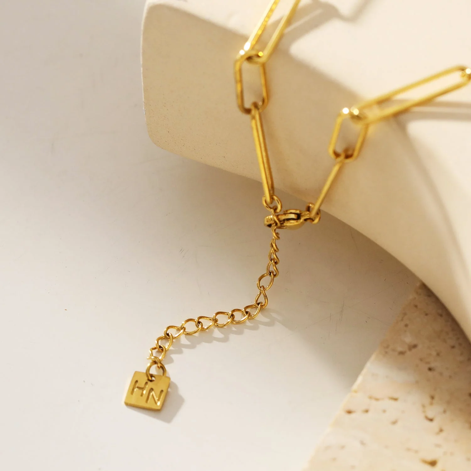 CIRCE: Long & Short Contemporary Paper-Clip Combo Necklace - Image 8