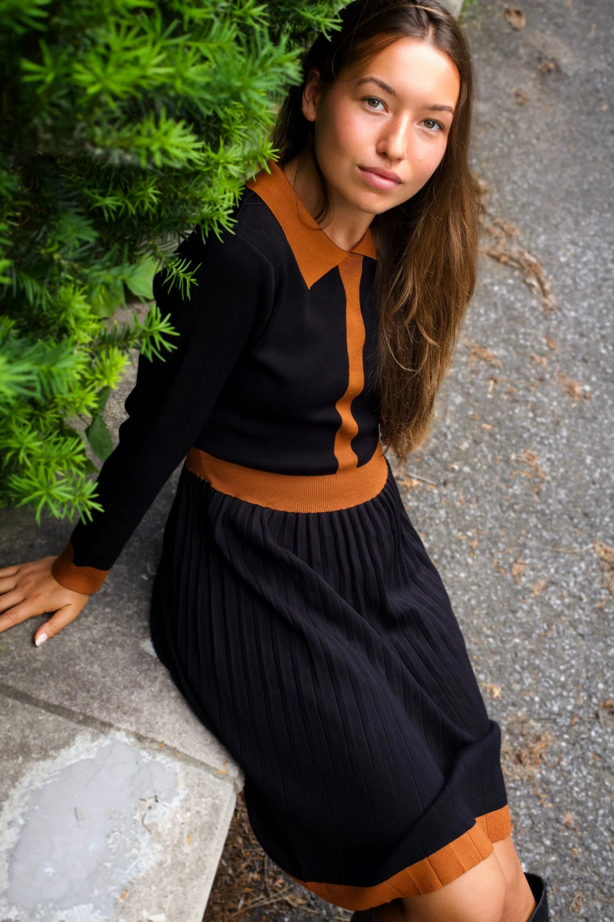 Clarissa Knit Dress with Contrast Trim - Image 4
