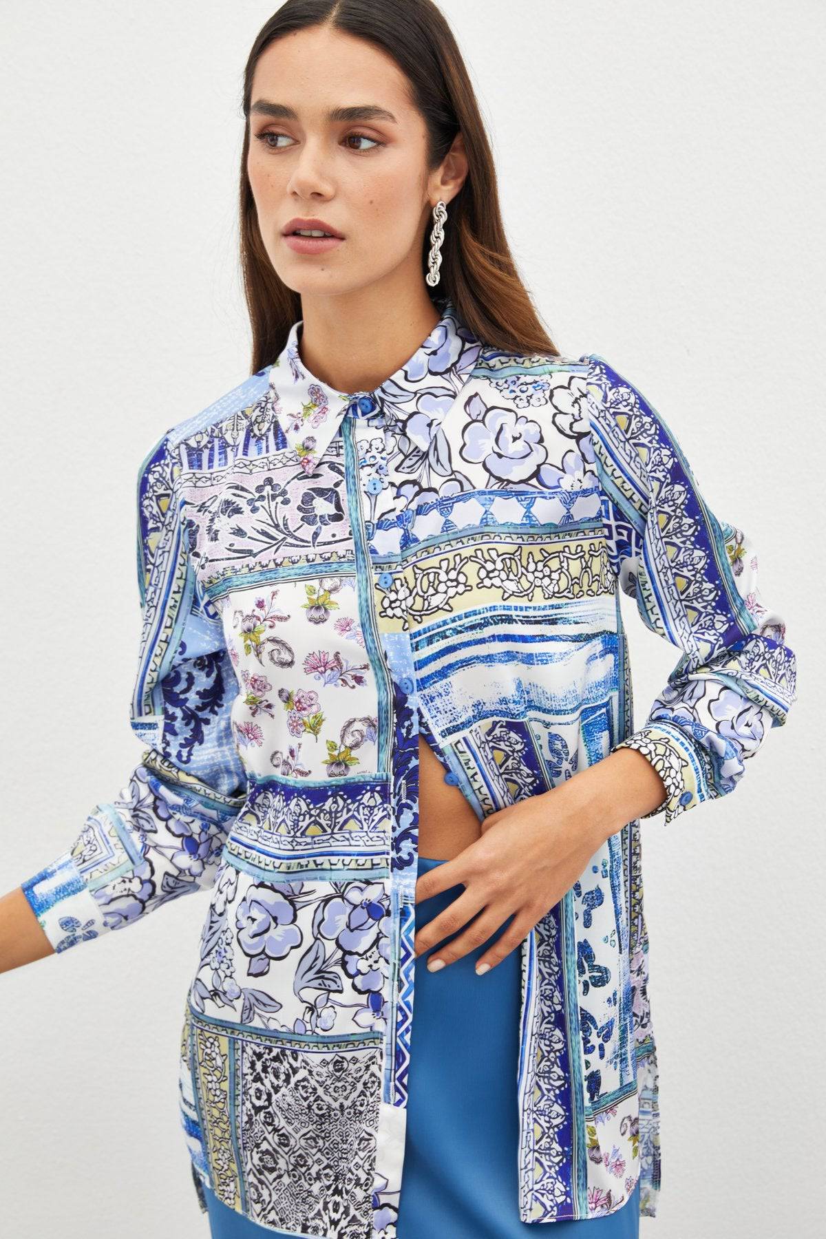 Classic Patterned Shirt - Blue - Image 3