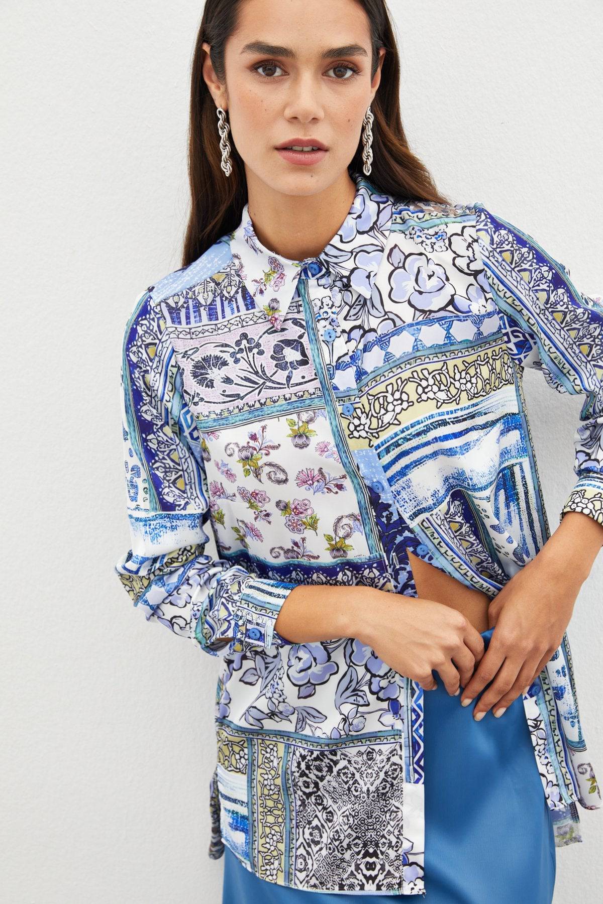 Classic Patterned Shirt - Blue - Image 6