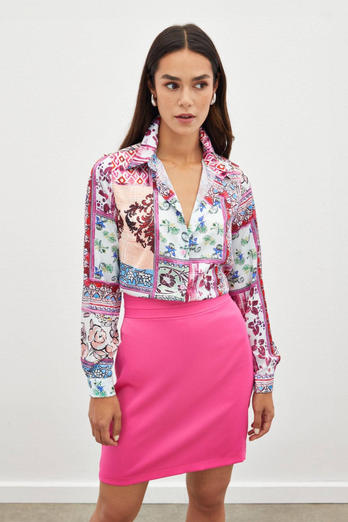 Classic Patterned Shirt - Pink - Image 5