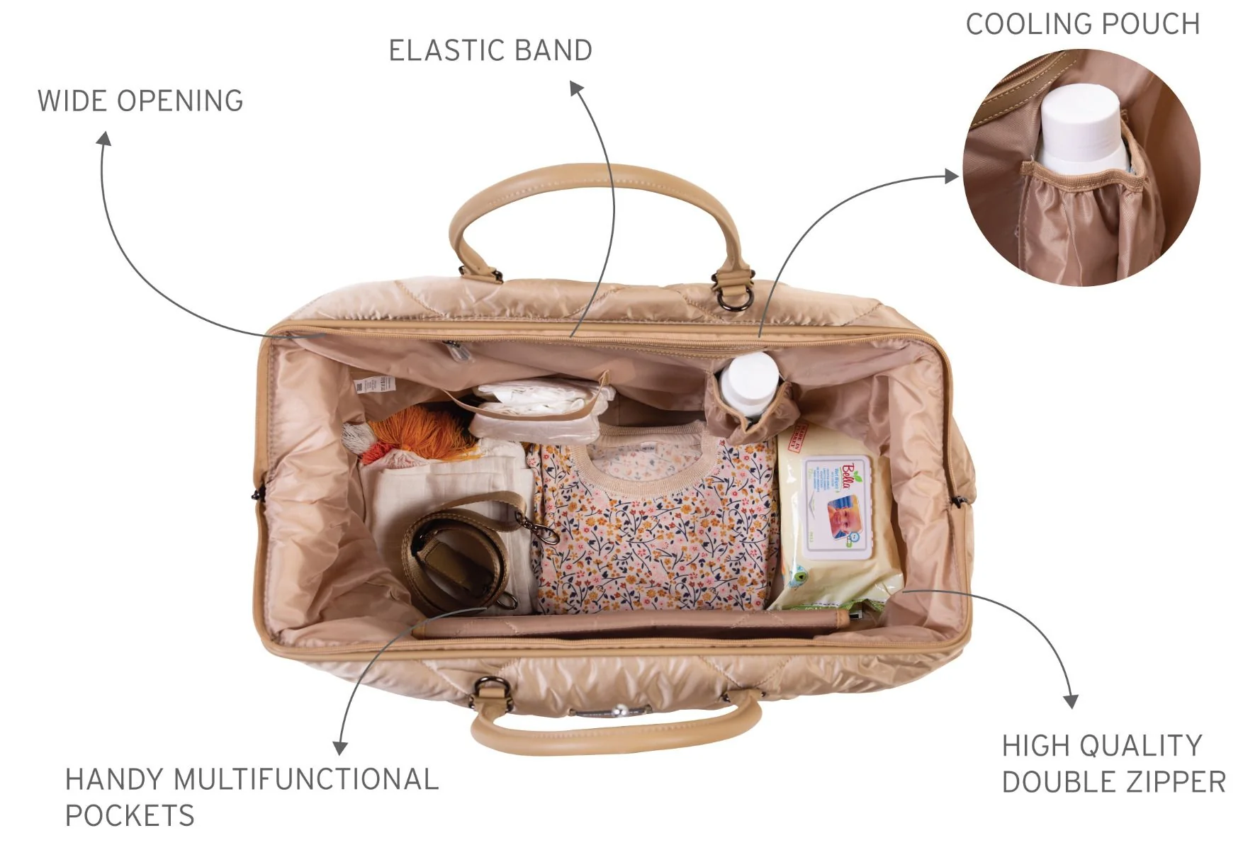 Cloud Comfort Puffer Mommy Bag - Beige - Image 12