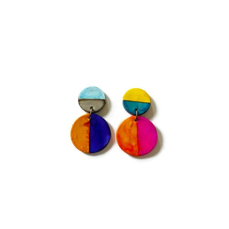 Color Block Statement Earrings, Mismatched Earrings Handmade - Image 5
