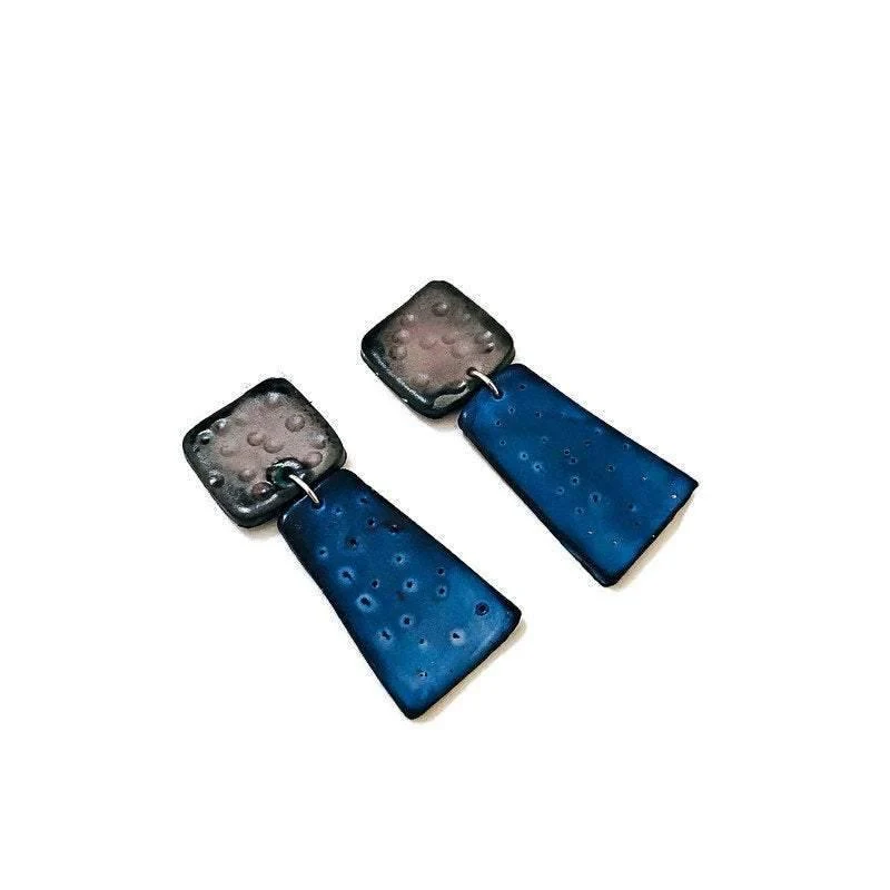 Colorful Dangle Statement Earrings, Post or Clip On – "Mary" - Image 6