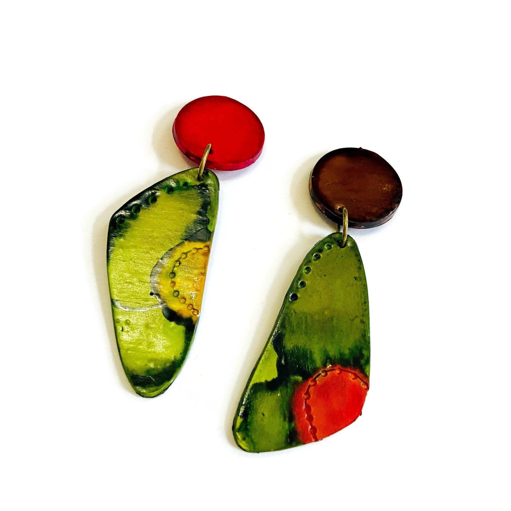 Colorful Mismatched Statement Earrings - Image 3