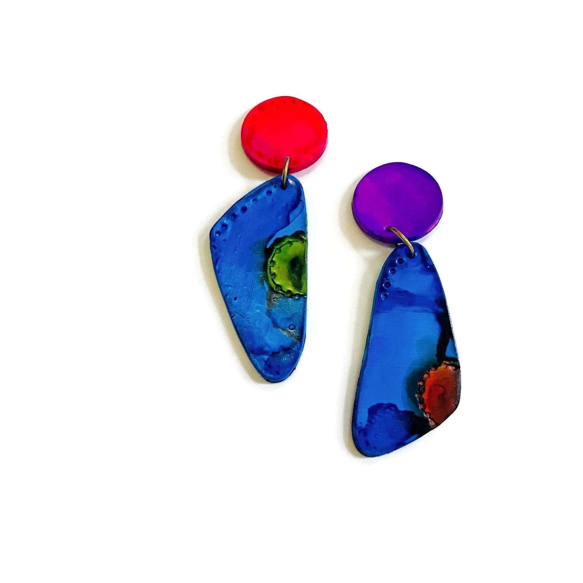 Colorful Mismatched Statement Earrings - Image 5