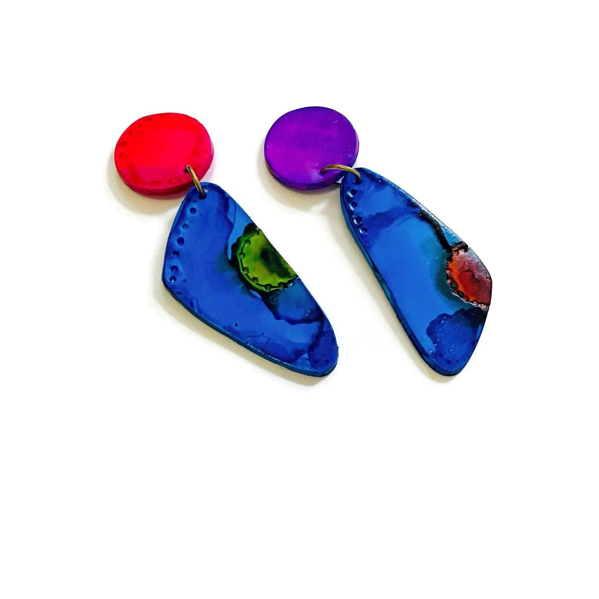 Colorful Mismatched Statement Earrings - Image 6