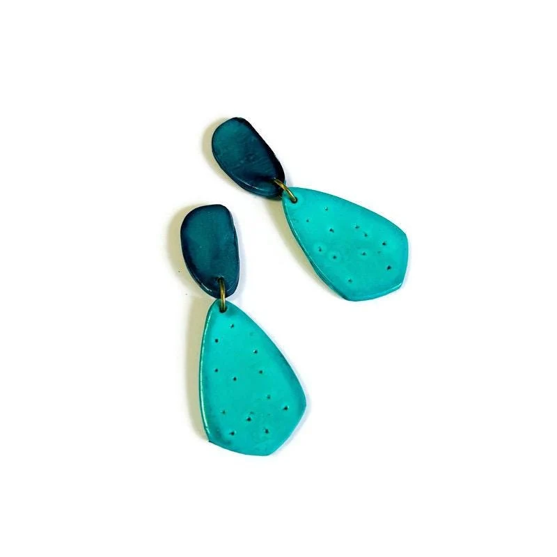 Colorful Teardrop Statement Earrings Handmade, Post or Clip On "Roxy" - Image 3