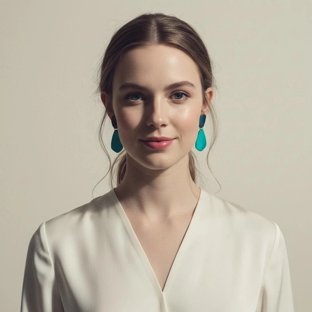 Colorful Teardrop Statement Earrings Handmade, Post or Clip On "Roxy" - Image 4